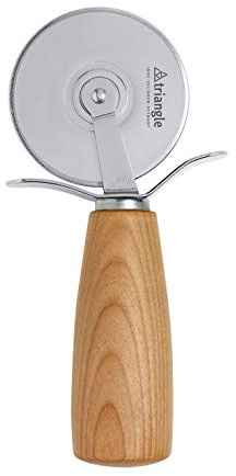 triangle Pizzaschneider mit Kirschholzgriff - Made in Solingen/Germany | Pizzaroller mit scharf geschliffenem Edelstahlrad, Ø 7 cm - professionelle Qualität, Holzgriff aus deutschem Kirschbaum