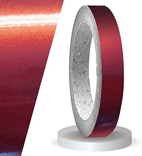 siviwonder Zierstreifen selbstklebend Folie Premium Shift Effect Farbwechsel Cranberry Glanz 15 mm x 10 m Rolle Dekorband Auto Motorrad Boot Fahrrad Wohnwagen Helm Pinstripe Klebeband Konturmarkierung