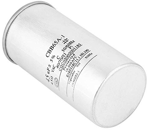 Condensador CBB65 45UF 450V,Condensador de arranque de compresor de aire acondicionado de papel de aluminio,Condensador de electrólisis sin polaridad que funciona en 40/70/21 y de error + 5%