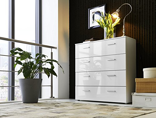 moebel-dich-auf Sideboard Kommode Schuhschrank Konsole Malaga in Weiß Hochglanz in verschiedenen Varianten (Kommode Malaga 3)