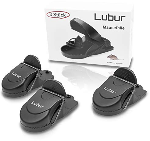 Lubur Mausefalle [3er Set] – Effektive und zugleich hygienische Mäusefalle – Erstklassige Schlagfalle zur Bekämpfung von Mäusen