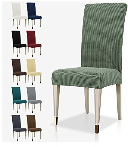 MAXIJIN Super Stretch Dining Room Chair Cover Jacquard Spandex Dining Parsons Chair Slipcover Removable Chair Protector Covers for Dining Room,Hotel,Kitchen,Ceremony (Pea Green, 4)