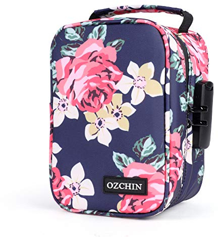 OZCHIN Geruchsdichte Tasche mit Zahlenschloss Lunchtasche Datei-Organizer Behälter Medikamenten-Sperrtasche Reise-Aufbewahrungskoffer Geschenke für Frauen (20 x 13 x 10 cm)