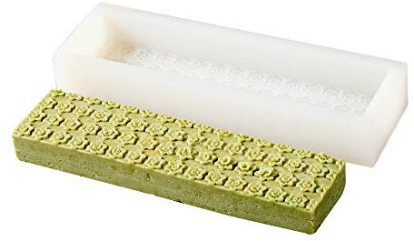 Nicole Silikon Seifenform Großes Rechteck mit dekorativen Mustern auf der Unterseite für Craft Handmade Tool Mould