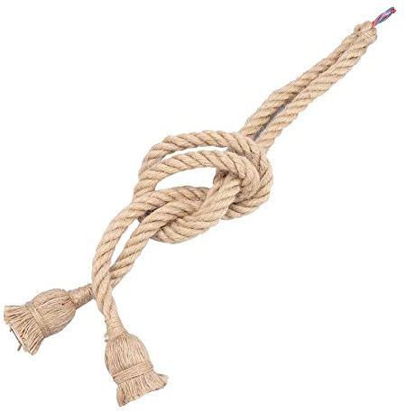 Cuerda para lámpara colgante, cable de linterna colgante vintage de 2 m con base de bombilla E27 Material de cuerda de cáñamo Country Vintage Estilo industrial para bricolaje decoración(2 cabeza)