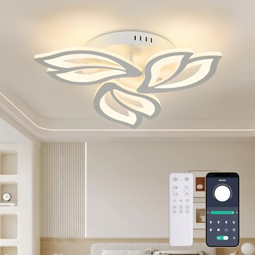 KAUCQI Dimmbar LED Deckenleuchte Schlafzimmer 52CM Deckenlampe für Wohnzimmer Moderne Wohnzimmerlampe mit Fernbedienung 3000-6000K Decken Lampe für Kinderzimmer Küche | Moderne Schlafzimmer Lampe decke Wohnzimmerlampe mit Fernbedienung 3000K-6000K Weiß Schlafzimmerlampe Esszimmer Küche