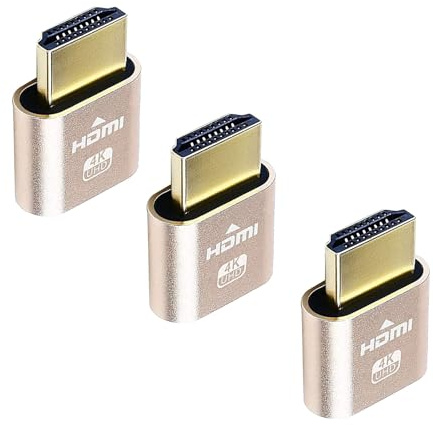 DIFCUL 3 Stück HDMI Dummy Plug 4K@60Hz Display Emulator Kompatibel, HDMI Headless Adapter für Remote Server, virtuelle Desktops, Windows, Mac OS