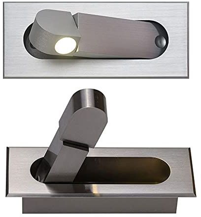 SHXITAYNB Liseuse LED Tete De Lit avec, Applique Murale Décorative Encastrée, Orientable À 360 °, Pliable À 90 °, 3W Neutre 4000K/Blanc Chaud 300OK,Argent,3W4000K