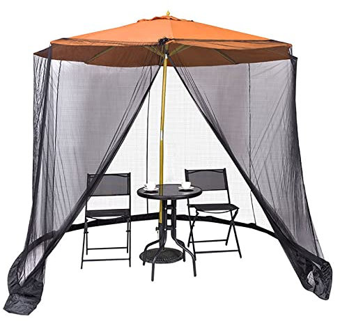 WHYUNM26 Terrassenschirm Moskitonetze Reißverschluss Kordelzug Baldachin mit Reißverschlussöffnung und Fester Wasserleitung Außenhof 300 * 230 cm / 118 * 90 Zoll,Black