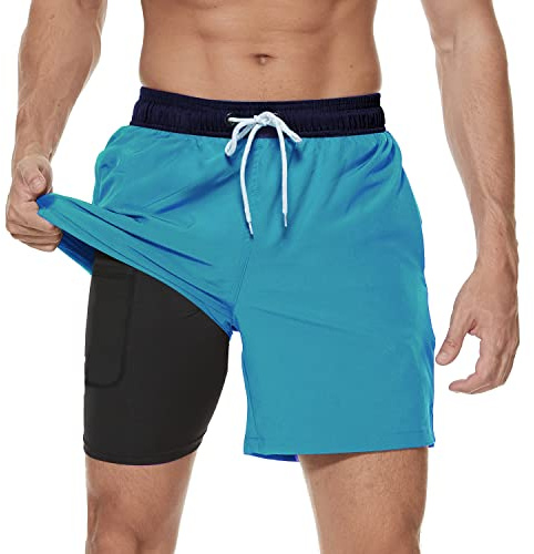 Arcweg Vattentäta badshorts för män, snabbtorkande 2 i 1-badplagg med kompressionsfoder för män, XXL