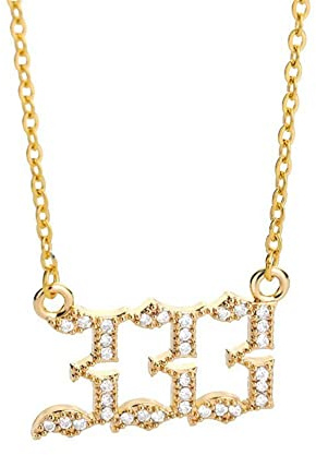 PAMTIER Cubic Zirkonia Engel Zahl 333 Halskette Für Frauen Anhänger Choker Kette Numerologie Hip Hop Schmuck Gold