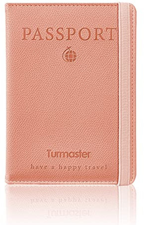 Turmaster PU-Leder Reisepass Brieftasche，Schutz vor Impfungen,Reisepass Umschlag mit RFID Block,Passport Holder für Männer und Frauen,Reisezubehör für Reisedokumente, 17 * 12.4 * 1.3 cm(Rosa