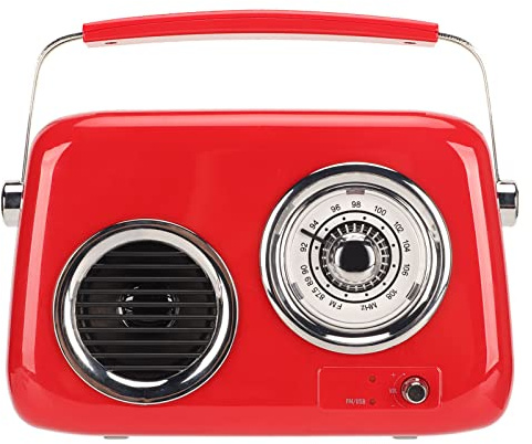 Vintage Radio Speaker, Radio Bluetooth Speaker, HiFi Stereo Sound Speaker, Large Retro Radio Speaker with 1500Mah Battery (Red)