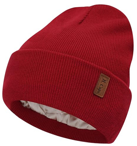 Bequemer Laden Winter Damen Mütze Warm Beanie Wintermütze Satin Gefütterte | Thermo Wintermütze Damen Klassisch Rippe Strickmütze Lässig Beanie Mütze Haube Cap Geschenke für Frauen