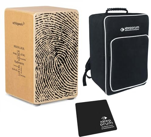 Schlagwerk CP82 Cajon Rudiments Fingerprint + keepdrum Sitzpad und Cajon-Tasche