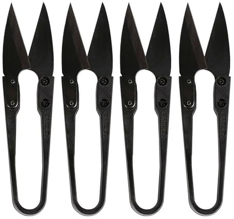 Ryaupy 4PCS Forbici Cucito Acciaio Carbonio Alto Tenore Carbonio - Forbici Filati U-Forma Tagliafilo Ricamo - Forbici Stoffa Sarta Professionale Forbici a Molla per Ricamo, Lavorazione, DIY