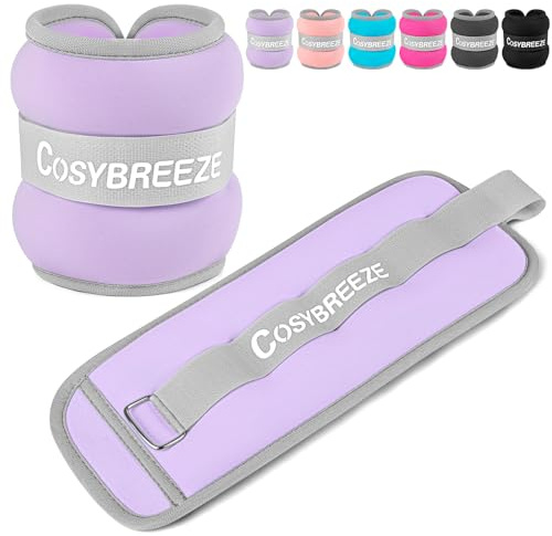 Cosybreeze Gewichtsmanschetten Fuß Gewichte für Beine und Arme Fußgewichte und Fußgelenkgewichte für Fitnessstudio Bewegung Laufen Joggen 3kg 1 Paar Gewichtsmanschetten Hand, Hellviolett