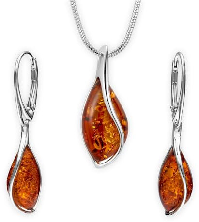 Copal Schmuckset Mit 925 Silber Bernstein Kette Und Ohrringen Aus Der EU Für Damen