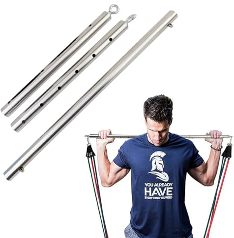 Spreader Bar Silver/Black Adjustable Exercise Stainless Steel Bar, Yoga Training Fitness Gear, Workout Bar,Sports Gym Kit (Silver)
