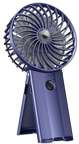 Mini Ventilateur Portable Silencieux Rechargeable: Petit Ventilo Ventilateurs Batterie Portatif USB Table Fan Main Ventillateur de Poche avec 4 Vitesses et 7 Lames Pour Voyage Bureau Maison - (bleu)