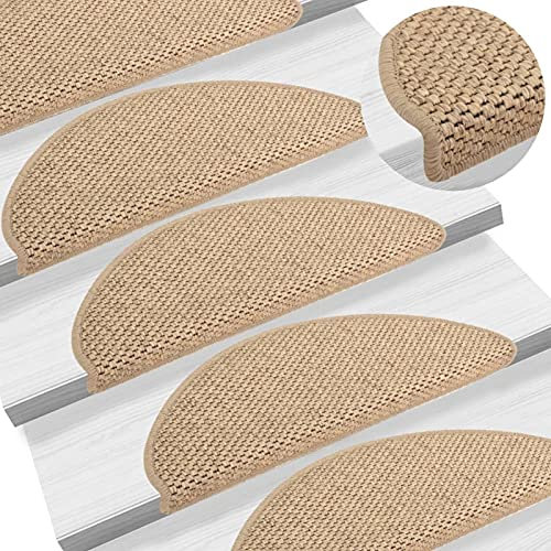 Rantry Selbstklebende Teppiche für Treppen, Sisal-Look, 15 Stück, 65 x 21 x 4 cm, Sand-Möbel, Küchenteppich für Läufer, Flur, Wohnzimmer, Teppiche für Schlafzimmer, m