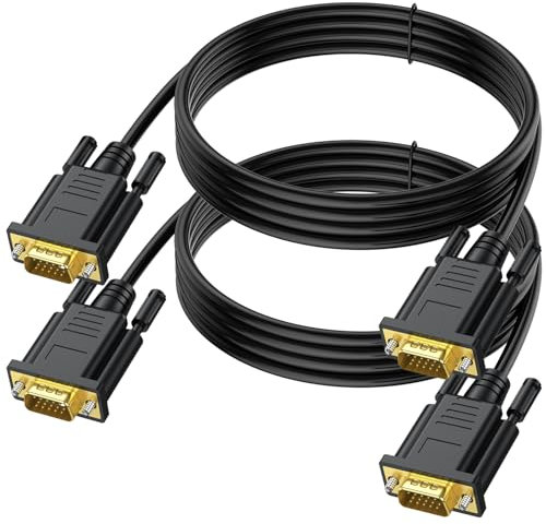 UVOOI Cavi VGA da 3 m, confezione da 2 cavi per monitor da computer VGA a VGA, 1080p a 60 Hz, Full HD, 15 pin, da maschio a maschio, per computer, PC, monitor, laptop, TV, proiettori e altro ancora