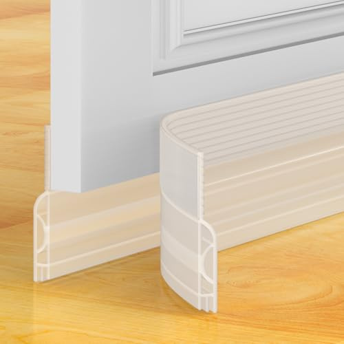 Beoguy Bas de porte anti-courant d'air & étanchéité porte - bas boudin de porte isolant (rapide à installer),idéal pour Porte d'entrée l'isolation joint contre le froid, le bruit (Transparence, 1M)