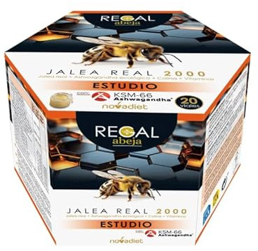 Jalea Real 2000 Estudio. 20 Viales | Suplemento con Jalea Real, Ashwagandha y Colina | Mejora Memoria y Concentración | Reduce Cansancio Mental | Ideal para Estudiantes y Opositores