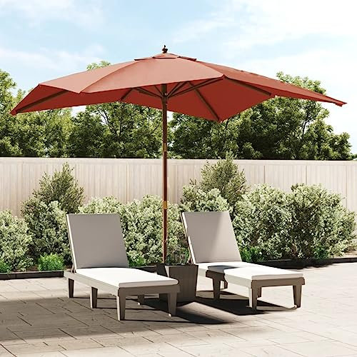 Xichuzi Sombrilla de jardín con Poste de Madera Terracota 300x300x273cm, Parasoles De Jardin, Sombrilla Piscina, Sombrilla Terraza Exterior, Parasol Playa, Sombrillas para Jardin - 363196