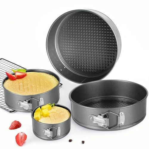 NYSDM 4 Pezzi Teglie a Cerniera antiaderenti con Fondo Rimovibile Stampi per Cheesecake Torte a Strati Altri Utensili da Cucina Forno