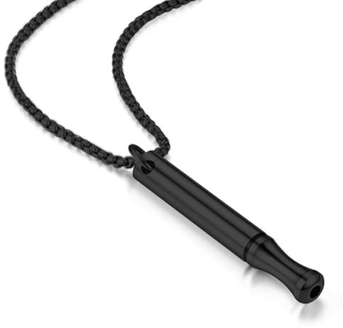 KEQAR Collier de Respiration 1 pièce, Kit Anti Stress, Respirant en Acier Inoxydable, Soulagement d'Anxiété, sans fumée, anti tabac, aide pour attaque de panique, Relaxation, Méditation (Noir)