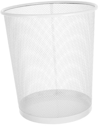 IMIKEYA Poubelle en Fil de Fer Ronde Blanche, Grosse Capacité, 1 Pièce
