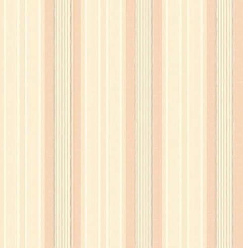 KT·EXCLUSIVE WALL FASHION Papiertapeten | Klassische Streifentapeten | 10,05x0,52 m | Martinsville (Beige-Rosa)