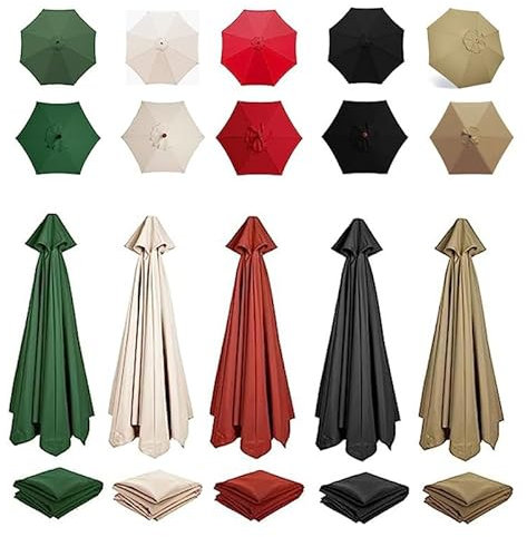 PYCJNFC Housse de Parasol de Jardin imperméable Beige pour Parasol déporté de 7 m/8 Baleines, Toile de Rechange pour Parasol de terrasse d'extérieur pour Bras de 6/8