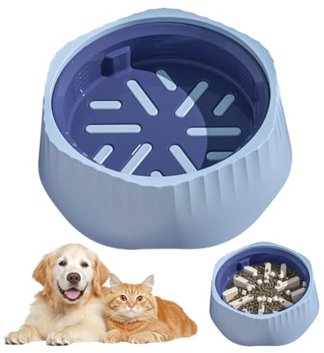 Slow Feeder Dog Bowl 2-in-1 Fun Slow Feeder Bowl Slow Food Feeding Pet Bowl Slow Eating Anti Choking Slow Eating Food Bowl for Small to Medium Dogs ocean blue