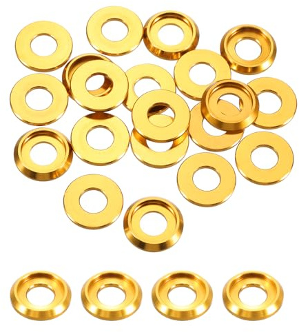QUARKZMAN 20 Stück Kegelbecher Senkscheiben Lochdurchmesser 6mm/0,24 Gold | M6, Dichtungen Kegelkopf Unterlegscheibe Dichtung, Aluminium, Für Schraube RC/FPV/PC/Drone Zubehörteile