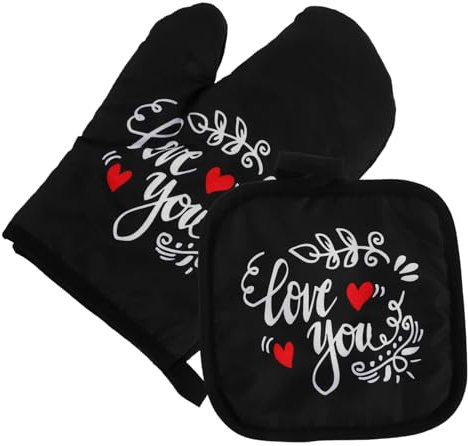 POPETPOP 2pcs Non Slip Kitchen Gloves Heat Resistant Oven Mitts for Cooking and Baking Reusable Microwave Gloves Cute Design for Versatile Use Kitchen and Oven