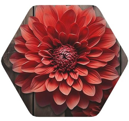 Getränkeuntersetzer, Blume, rote Dahlie, Untersetzer für Getränke, Leder, saugfähig, hitzebeständig, Tassen-Matten, Kaffeetassen-Pads, Einweihungsgeschenke für neues Zuhause, 4 Stück