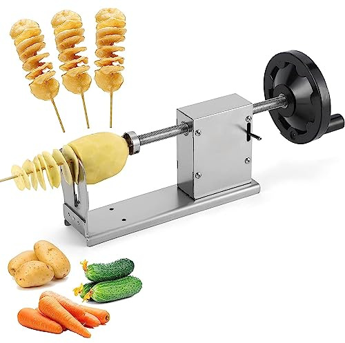 Stainless Steel Spiral Vegetable Cutter for Perfect Tornado Slices, Ideal for Potatoes Sweet Potatoes Zucchini Carrots Cucumbers, Effortless Kitchen Prep