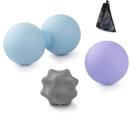 JIEJUNJI Massage Balls Set for Deep Tissue Muscle Relief, Trigger Point & Myofascial Release, Full Body Use for Back, Neck, Shoulder, Foot & Hip (Peanut Ball Set)
