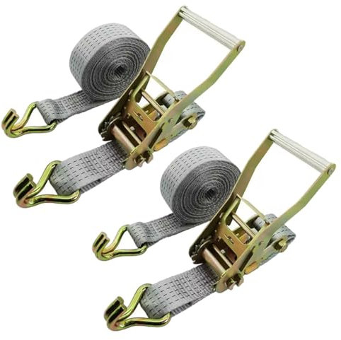Confezione da 2 cinghie di fissaggio for carichi pesanti grigie, cinghia di ancoraggio da 2 di larghezza con gancio a J doppio, cinghie a cricchetto, carico fino a 11023 libbre(20.0m/65.6Ft)