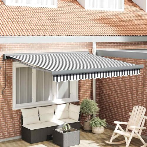Tenda da Sole Retrattile Elettrica, Antracite e Bianco 3x2.5m, Tessuto Poliestere con Rivestimento PU e Struttura Alluminio, Tendone da Esterno per Balcone Terrazza Giardino