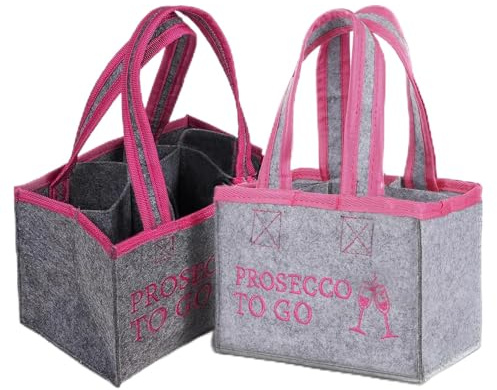 WangVipfei 2 Stück Flaschenträger 6 Flaschen, Filz Flaschentasche 6 Flaschen, Männerhandtasche Bierträger, Stabiler Flaschenhalter für Wein, Bier, Picknick und Unterwegs, 19x12x14 cm