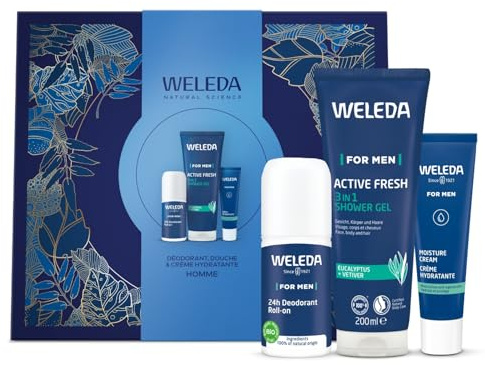 WELEDA Coffret Noël Homme 2025 - Crème 30ml, Déodorant 50ml, Gel Douche 200ml - Soin Complet & Naturel - Certifié NATRUE