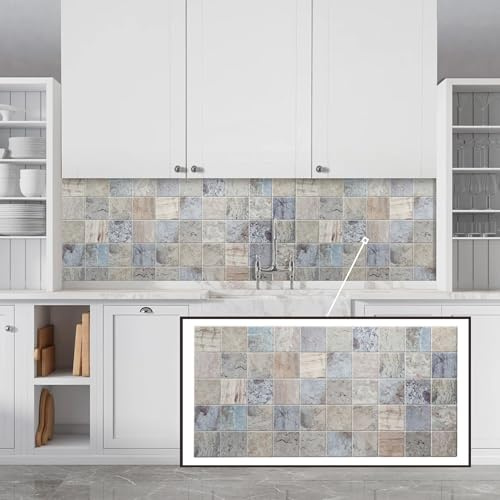 Untitled Panneaux Muraux 3D PVC | Effet carrelage, Marbre Bleu - 15 Panneaux - 7,5 m² | Pour Salon, Cuisine & Salle de Bain | Installation DIY Facile