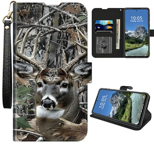 DIGTIALL Étui portefeuille pour Samsung Galaxy S26 Plus/S26 Edge 6,7 avec porte-cartes de crédit et dragonne, coque de protection magnétique antichoc en cuir synthétique, motif camouflage de chasse