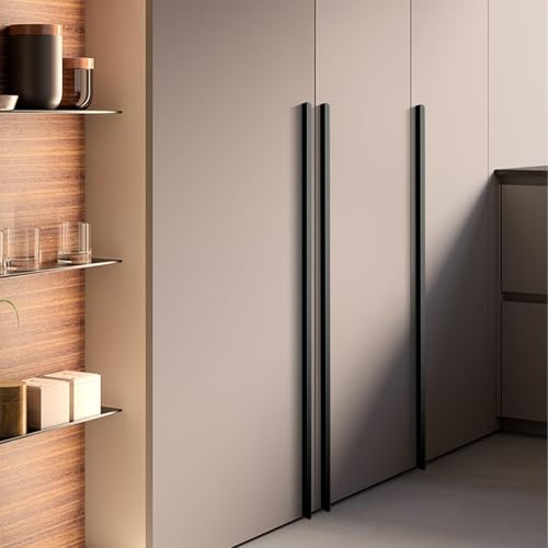 SZLXJMFL Schrankgriffe Schwarz Lang,2 Moebelknopf Modern Massive Aluminium | Eloxierte Oberfläche T-Zuggriffe Lochzentren: 96-960 mm Griffe Küche 768mm/30.2in