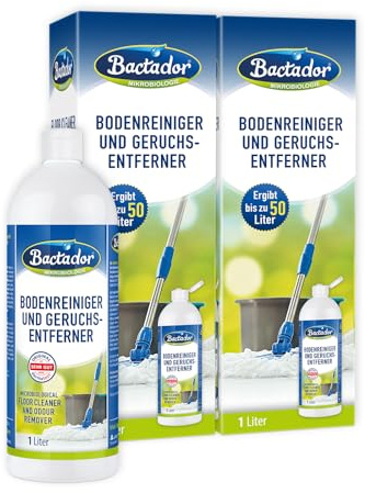 Bactador Bodenreiniger & Geruchsentferner 2 x 1L - Enzymreiniger - Wischroboter Reinigungsmittel - Bodenreiniger Wischroboter - Mikrobiologischer Geruchsneutralisierer - Reinigungsmittel