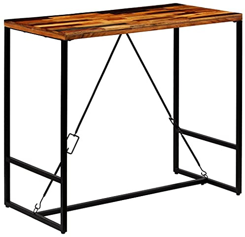 CongVVFV Stehtisch aus Altholz Massiv 120x60x106 cm mit Stahlbeinen für Küche Esszimmer Bar Industrie-Look Einzigartige Maserung