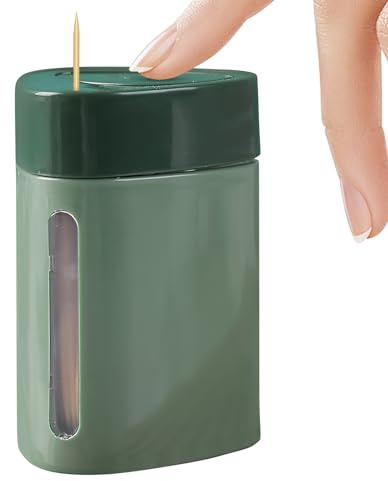 Dispenser per stuzzicadenti pop-up - Contenitore automatico per pressa da 5,5 x 5,5 x 8,5 cm, organizer per bastonetti igienici compatto, supporto per bacchette